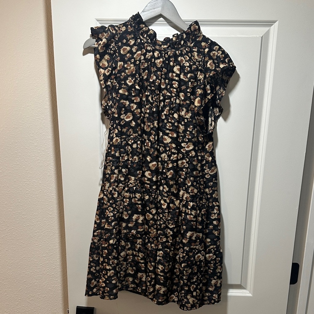 Entro Black and Tan Floral Mini Dress